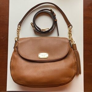NWOT Michael Kors Y2K Chestnut Leather Boho Shoulder Bag with Gold Accents